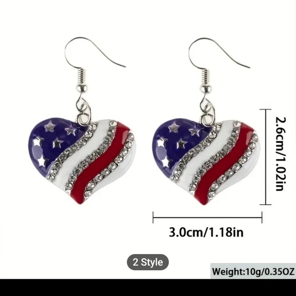 NWT patriotic heart earrings. - Picture 2 of 3